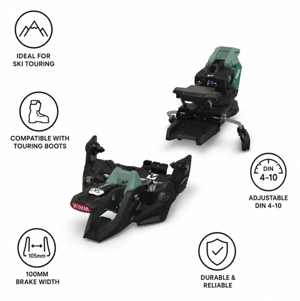 Attacchi da sci alpinismo Marker Cruise 10 105mm Black Green