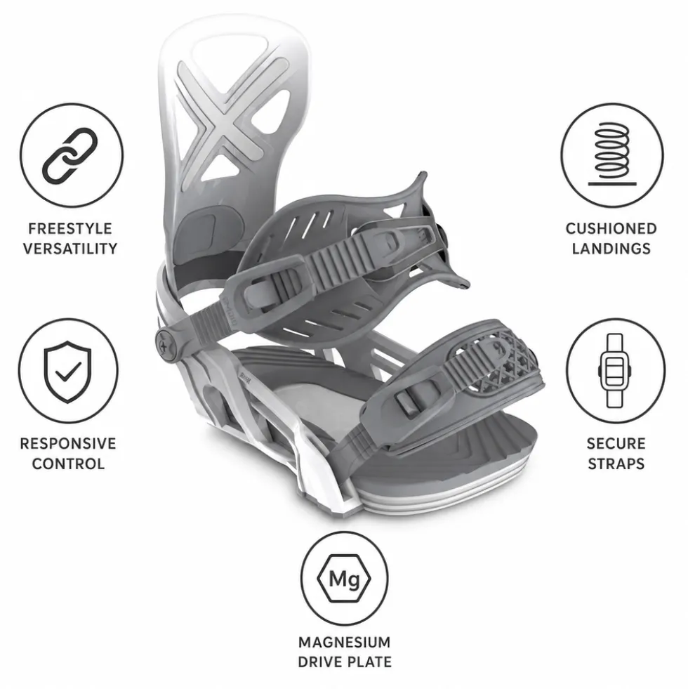 Attacchi Snowboard Bent Metal Anvil White Grey