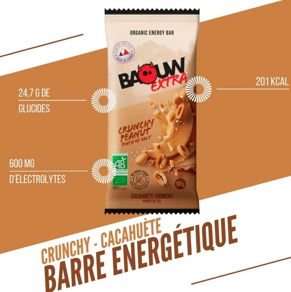Barrette energetiche Baouw Extra Bio 50 g Cacahuète Crunchy