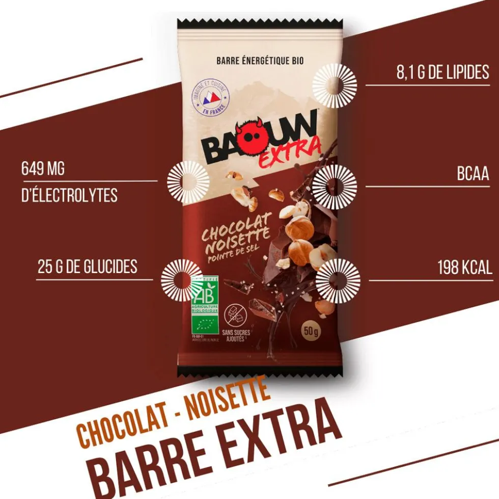 Barrette energetiche Baouw Extra Bio 50 g Chocolat Noisette