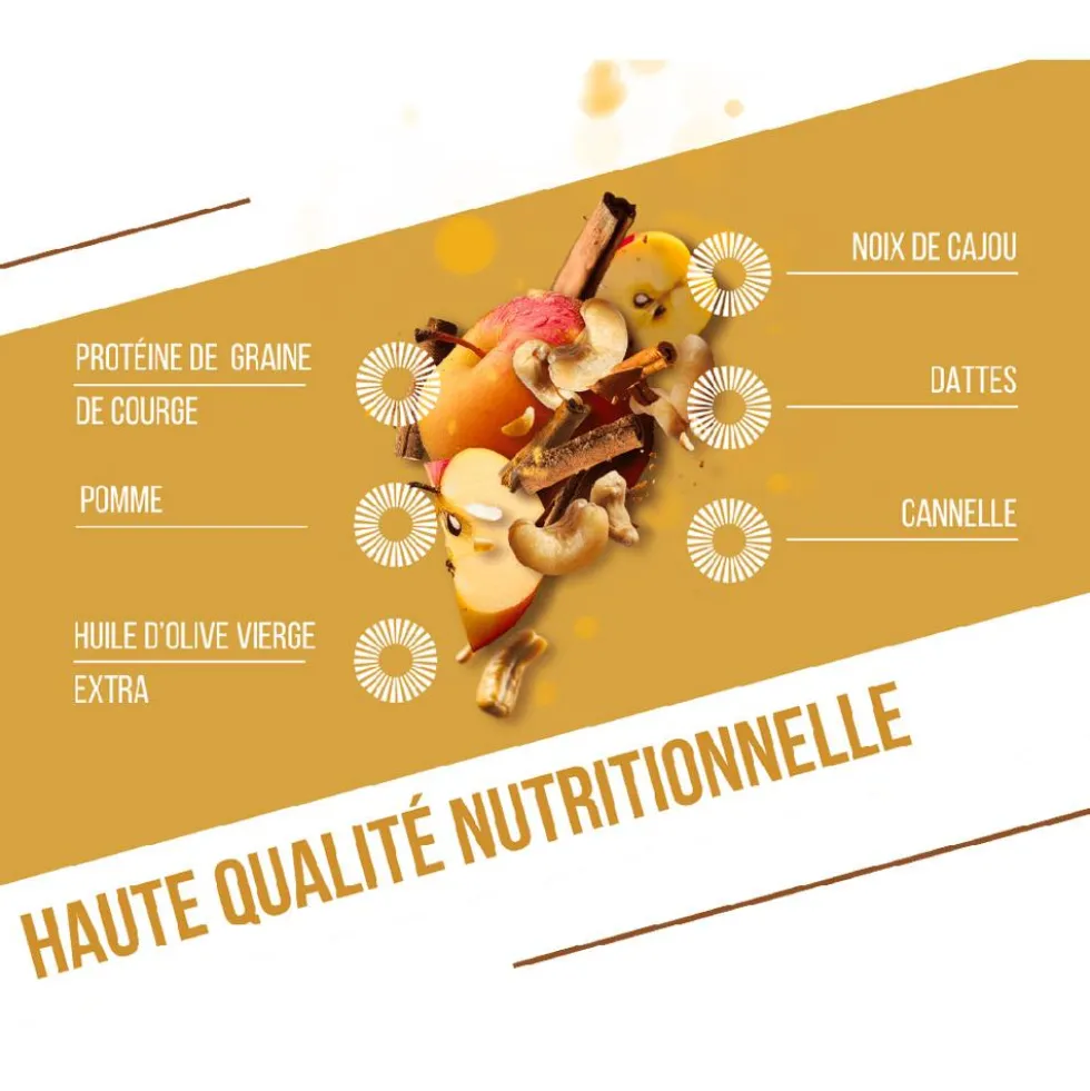 Barrette energetiche Baouw Protéinée Bio 50 g. Pomme & Cannelle