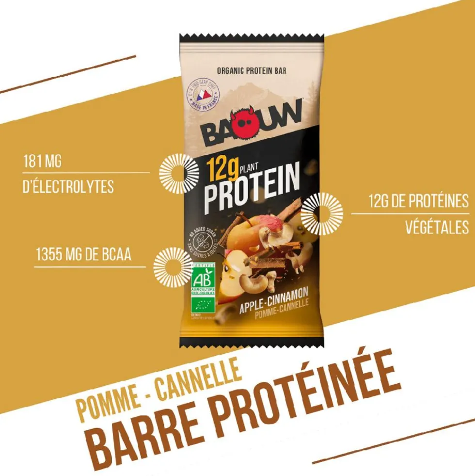 Barrette energetiche Baouw Protéinée Bio 50 g. Pomme & Cannelle