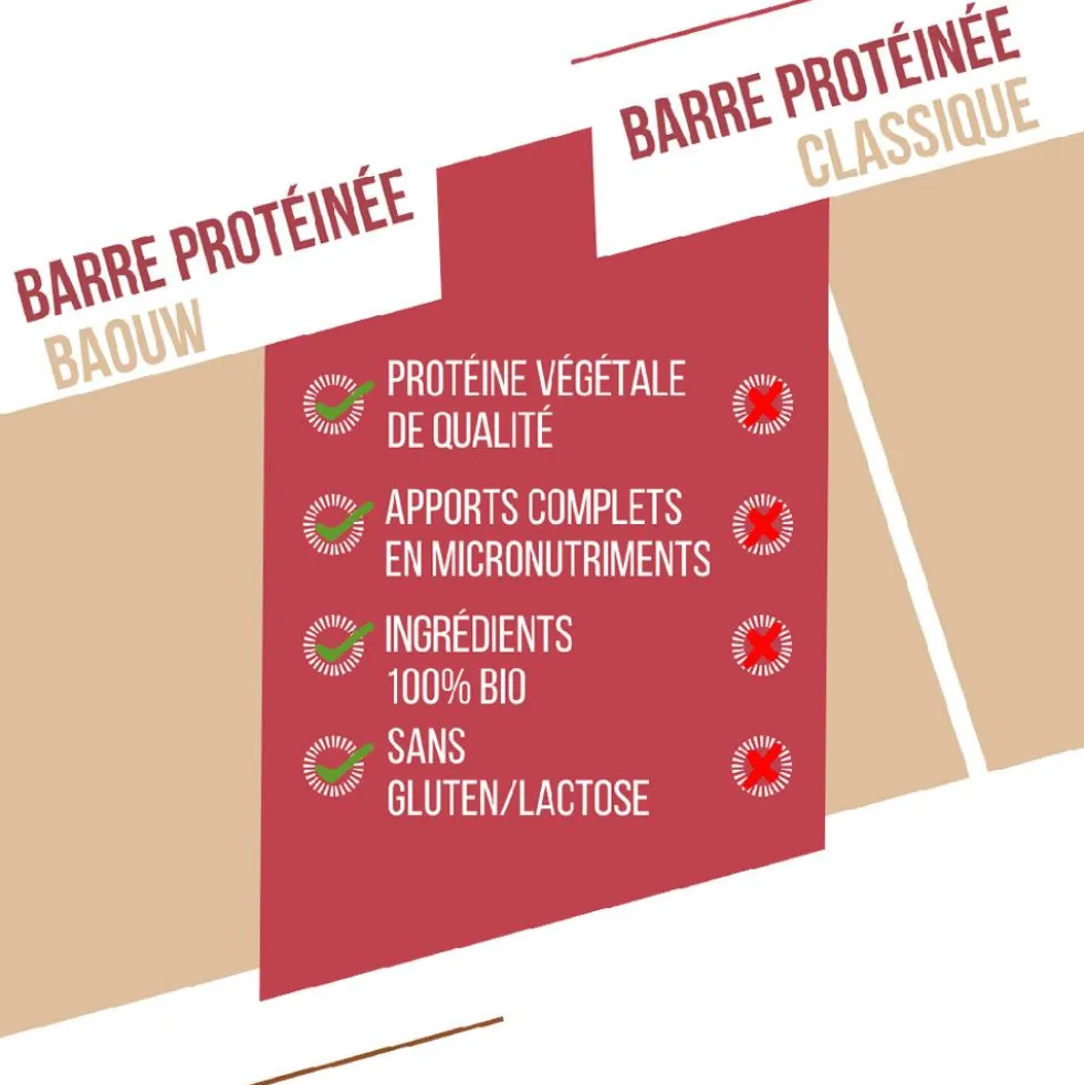 Barrette energetiche Baouw Protéinée Bio 50 g. Fruits Rouges & Cajou