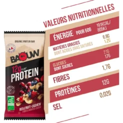 Barrette energetiche Baouw Protéinée Bio 50 g. Fruits Rouges & Cajou
