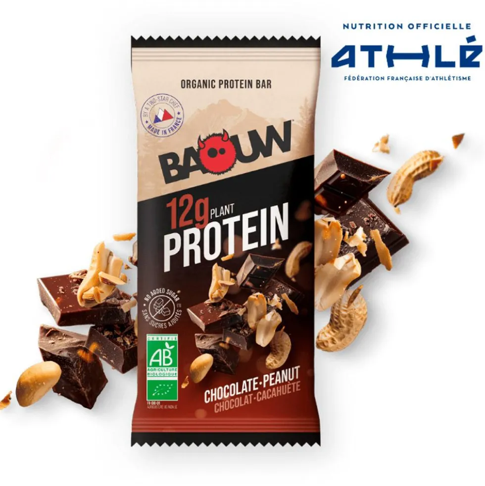 Barrette energetiche Baouw Protéinée Bio 50 g. Chocolat & Cacahuète