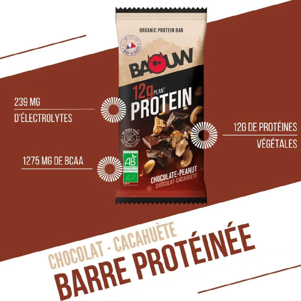 Barrette energetiche Baouw Protéinée Bio 50 g. Chocolat & Cacahuète