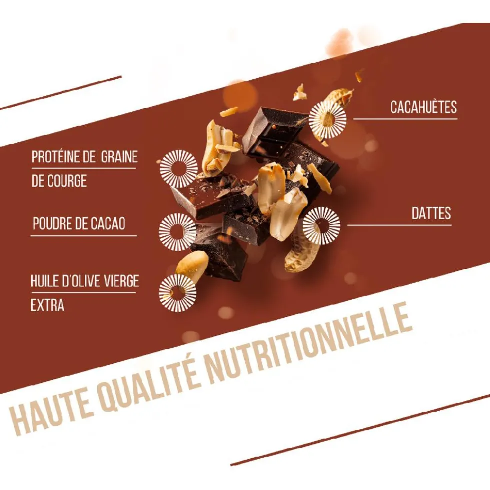 Barrette energetiche Baouw Protéinée Bio 50 g. Chocolat & Cacahuète