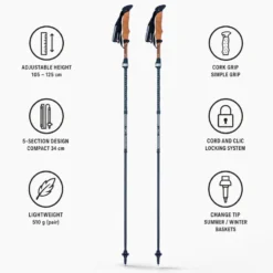 Bastoncini Lacal Travel Stick Compact 105-125 cm Wood