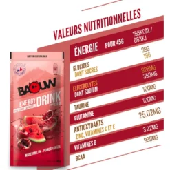 Bevi Baouw Boisson Isotonique Bio Sachet 45 g. Pastèque Grenade