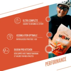 Bevi Baouw Énergétique Isotonique Bio 585 g. Pêche Romarin