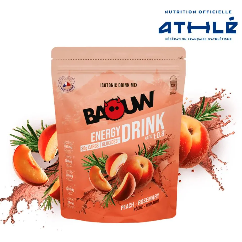 Bevi Baouw Énergétique Isotonique Bio 585 g. Pêche Romarin