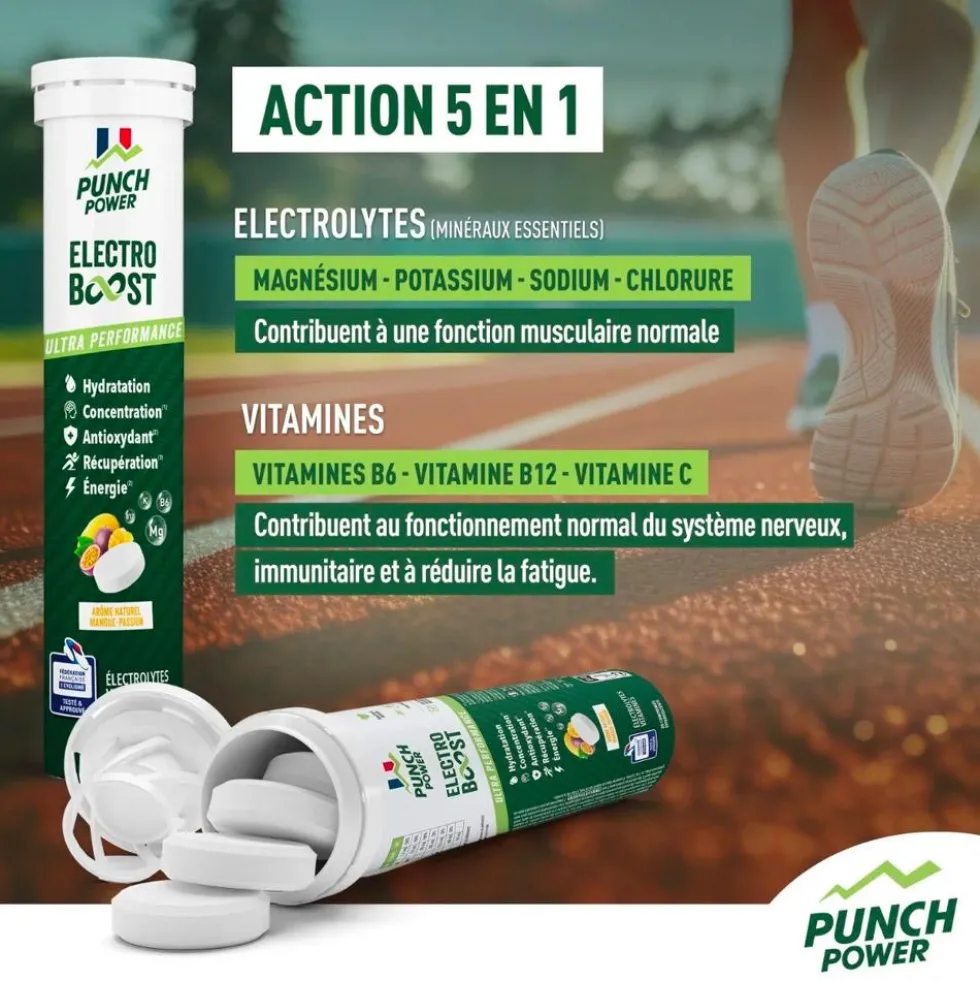 Bevi Punch Power Electroboost - Tube 20 Comprimés Mangue Passion