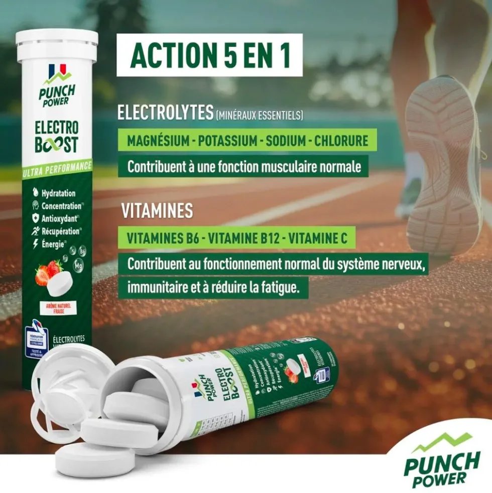Bevi Punch Power Electroboost - Tube 20 Comprimés Fraise