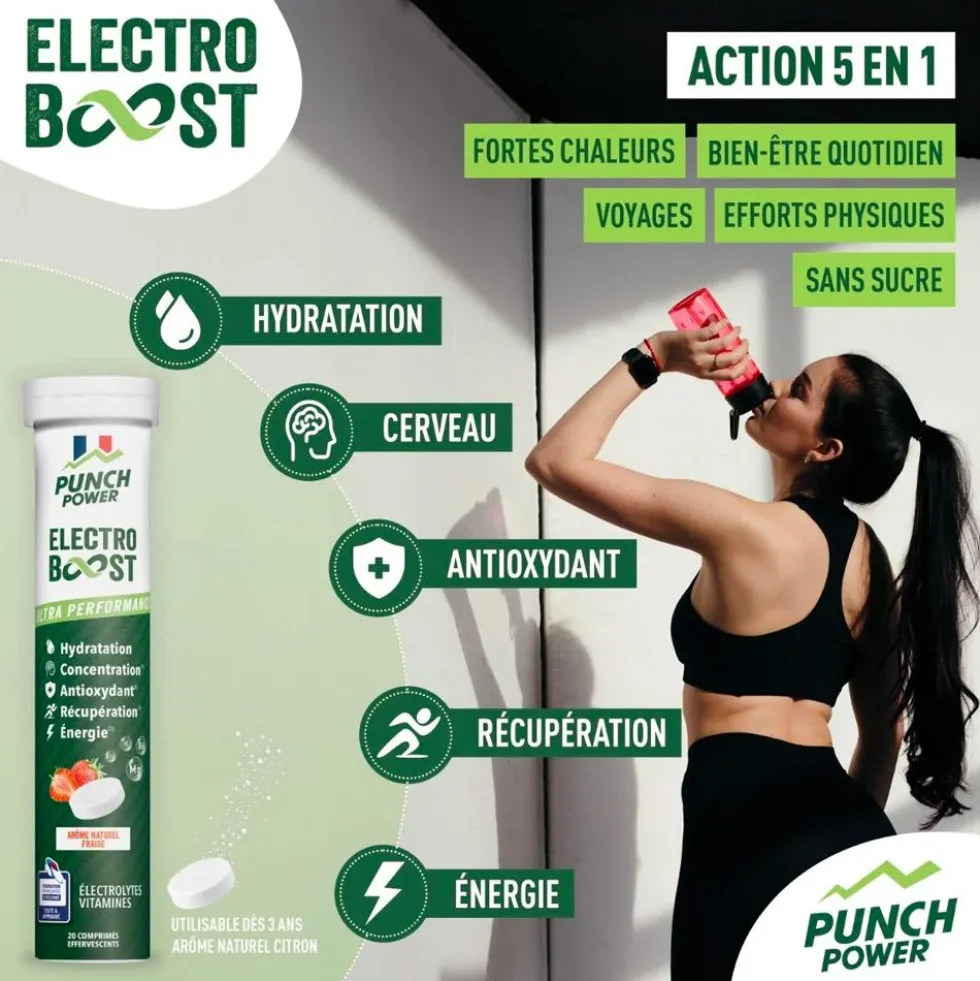 Bevi Punch Power Electroboost - Tube 20 Comprimés Fraise