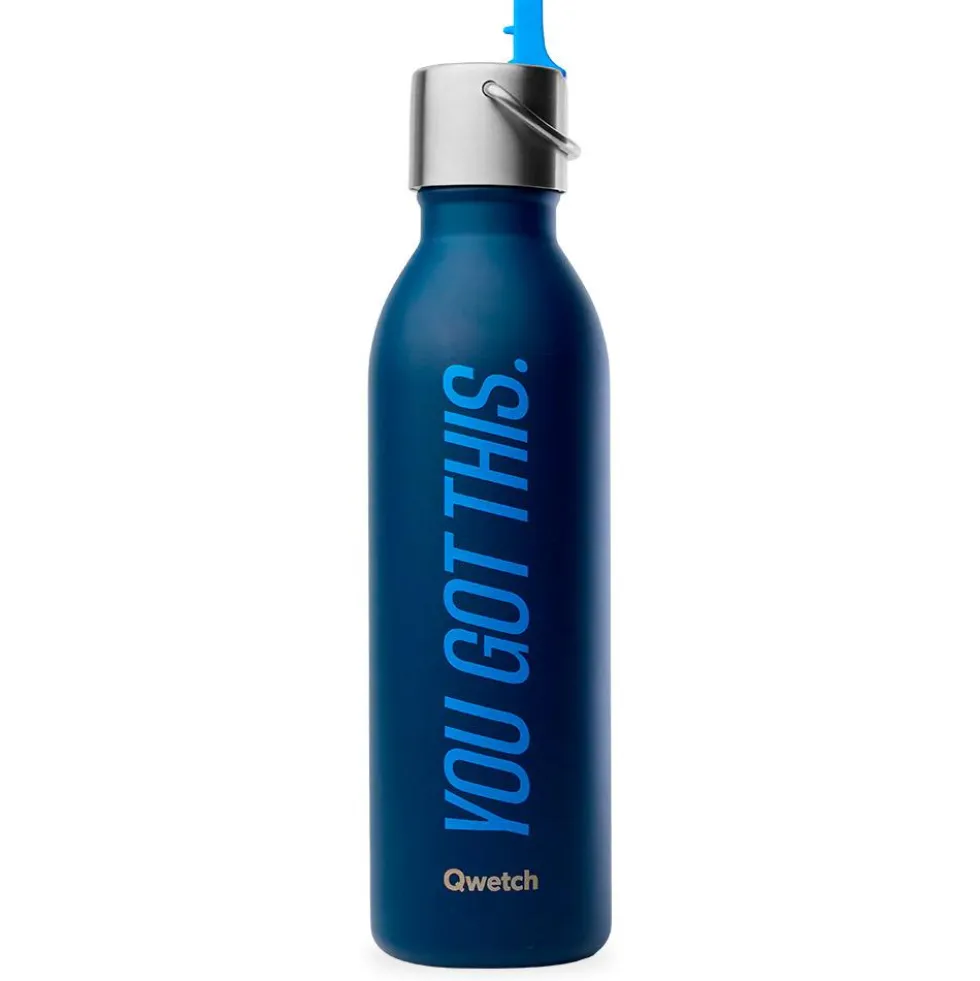 Borracce Qwetch Active 600 ml (Bouchon Sport) Level Up Bleu Nuit