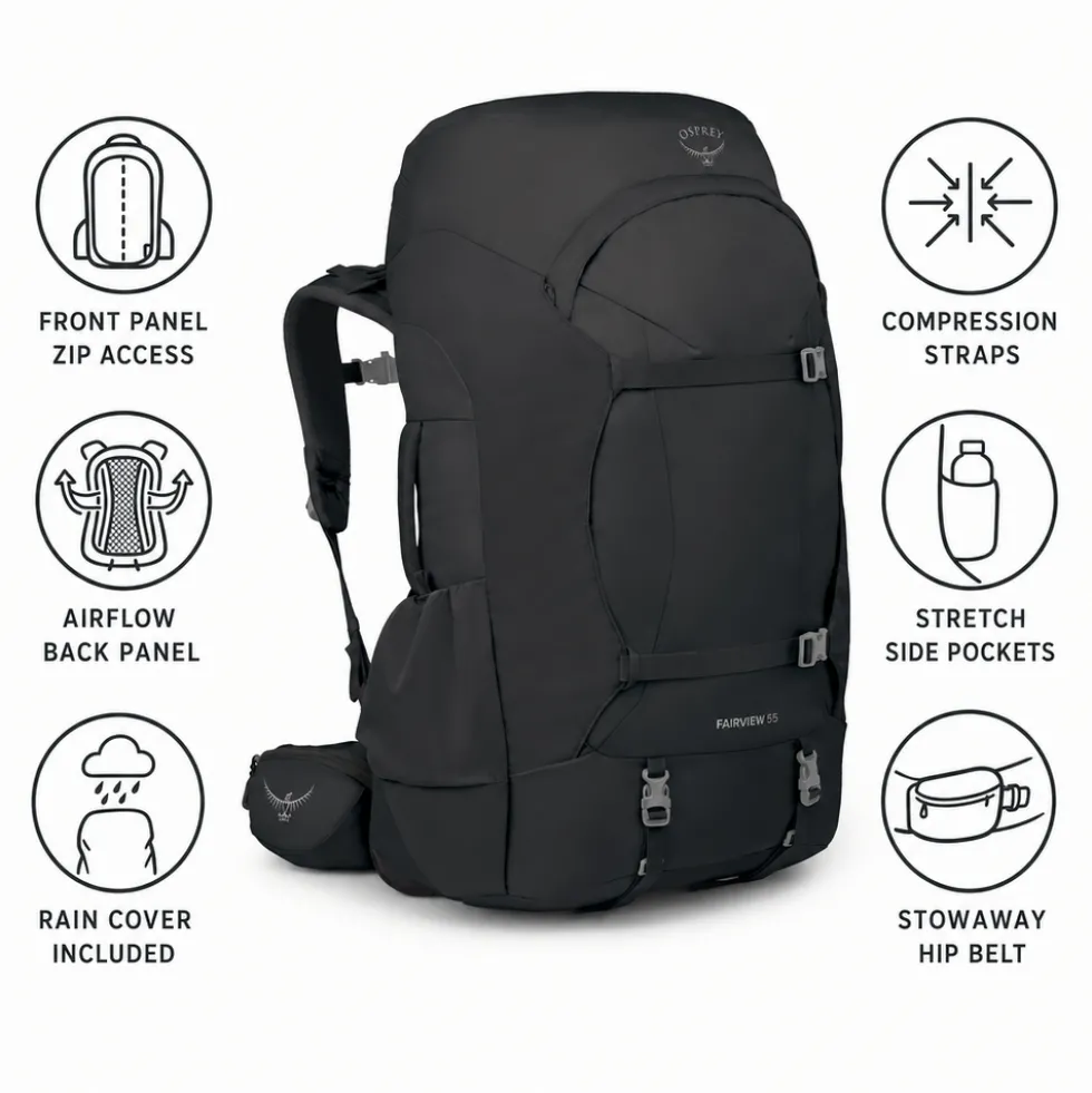 Borsone Osprey Fairview Trek 55 Black