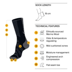 Calze Buff Merino Lightweight Crew Socks Black
