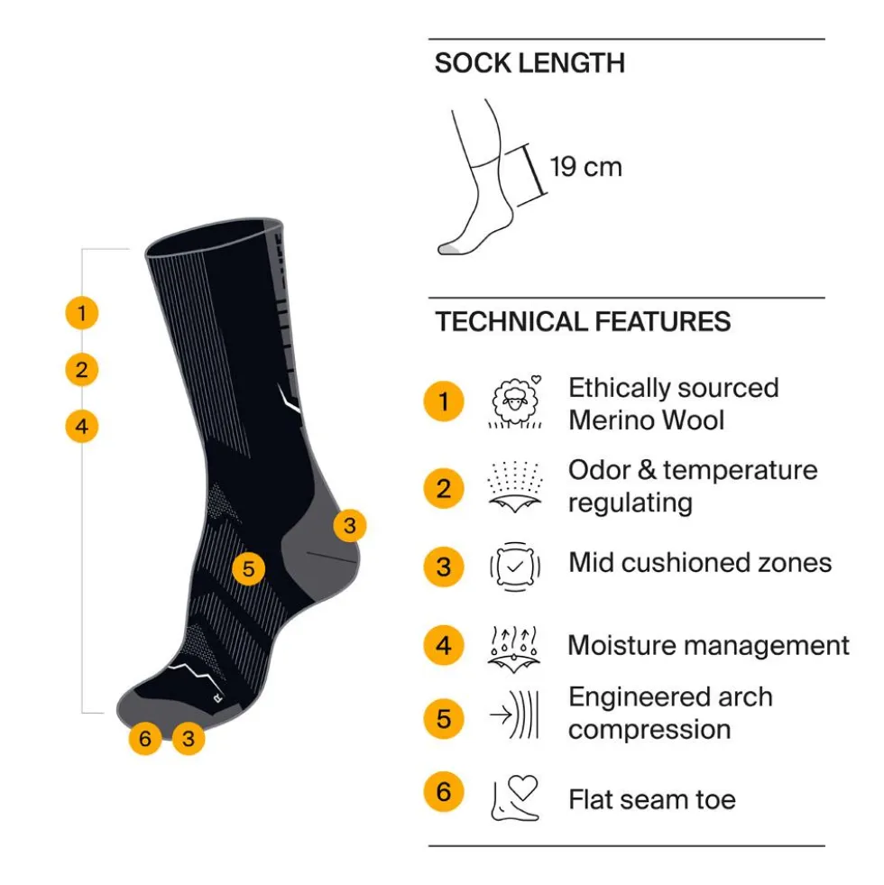 Calze Buff Merino Lightweight Crew Socks Black
