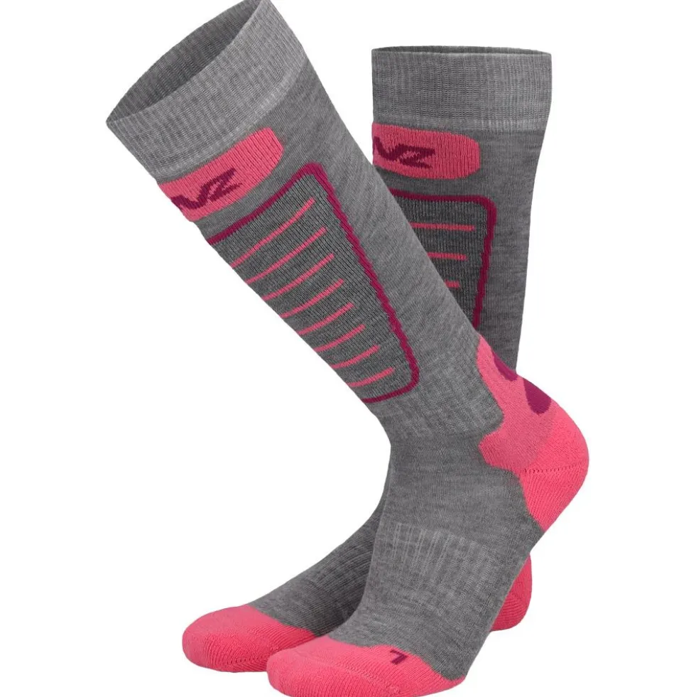Calze Lenz Skiing Kids Grey Pink