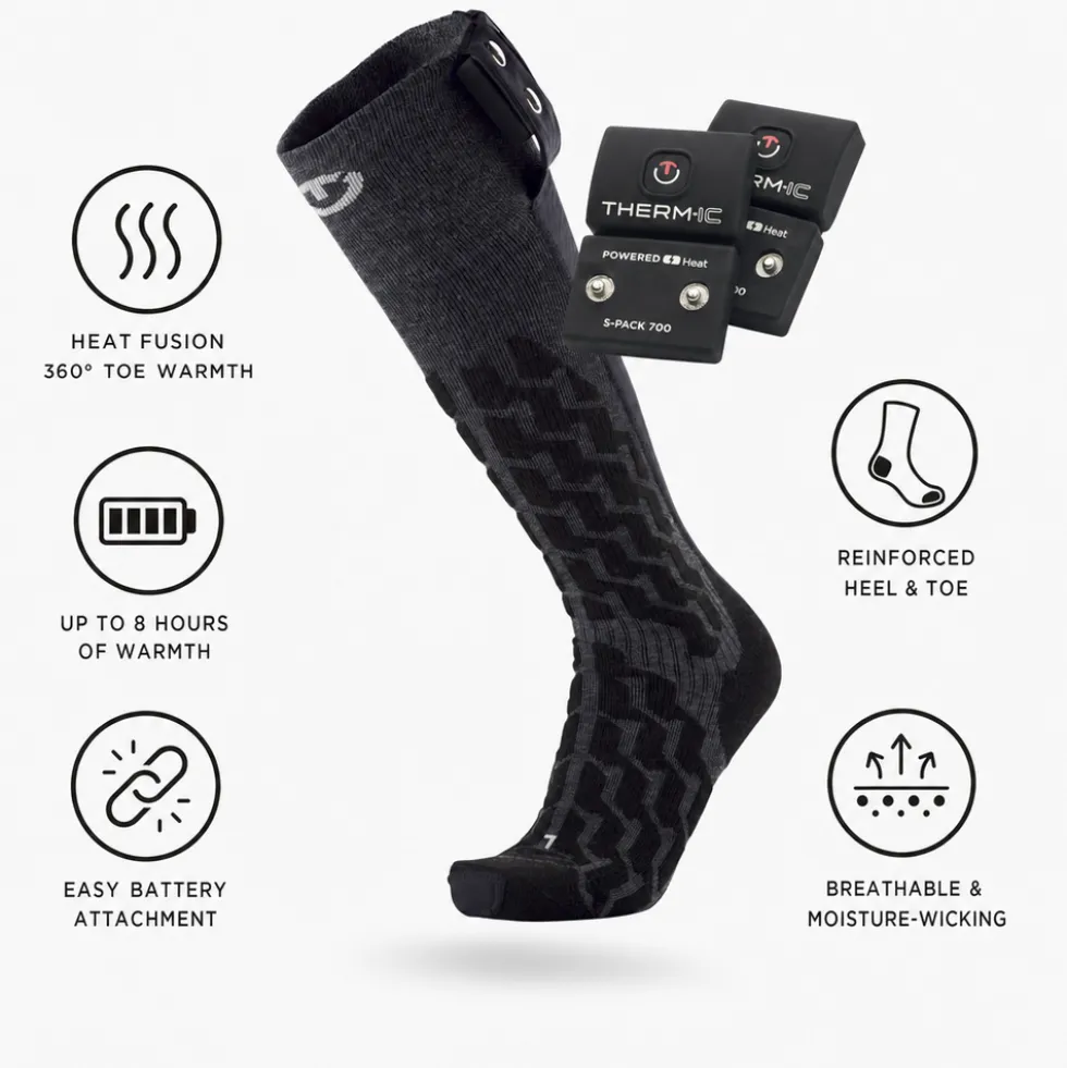 Calze Therm-Ic Powersock Set Heat Fusion Uni + S-Pack 700 Black Grey