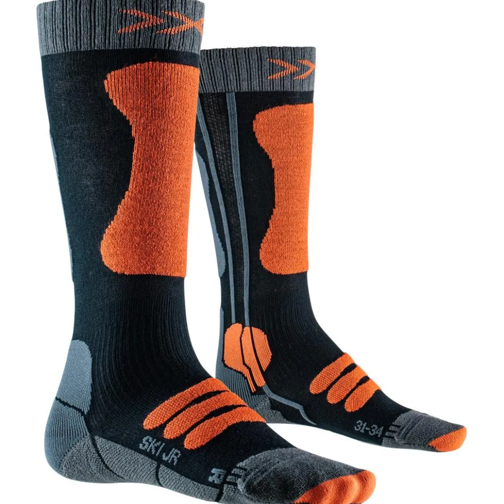 Calze X Socks Ski Junior 4.0 Anthracite Melange X-Orange