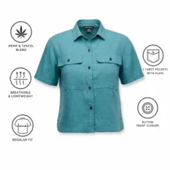 Camicia da trekking Black Diamond W's Scenic Route Short Sleeve Creek Blue Glacier