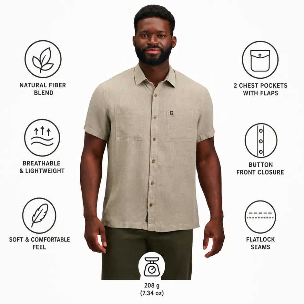 Camicia da trekking Black Diamond Scenic Route Short Sleeve Pine Smoke Chalk