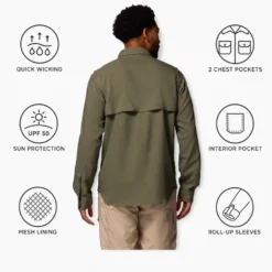 Camicia da trekking Columbia Silver Ridge Utility II Long Sleeve Stone Green