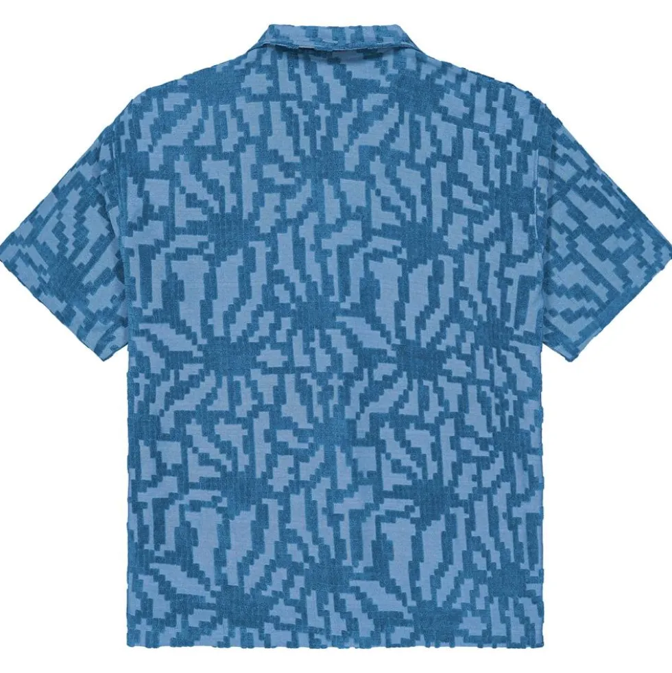 Camicia Picture Spongy Blue Flower Embossed