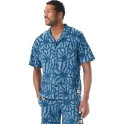 Camicia Picture Spongy Blue Flower Embossed