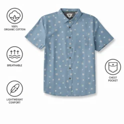 Camicia Vissla Ecology Marks Eco Short Sleeve Faded Denim