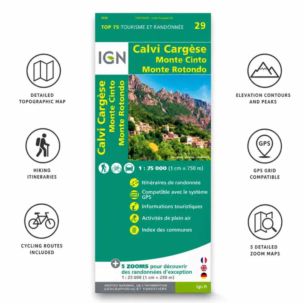 Carte IGN Calvi Cargese Monte Cinto Monte Rotondo