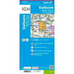 Carte IGN 3435ETR Valloire, Aiguilles d'Arves, Col du Galibier - Résistante