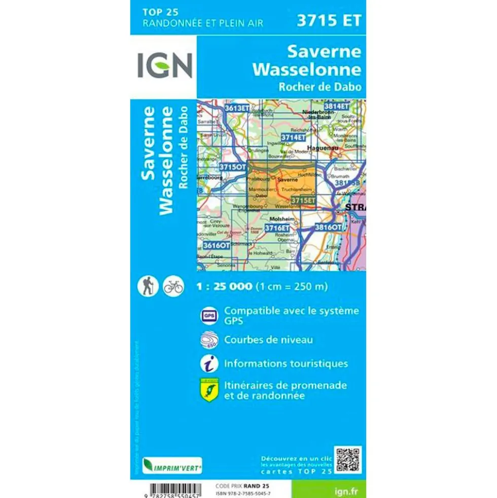 Carte IGN 3715Et Saverne Wasselonne Rocher De Dabo