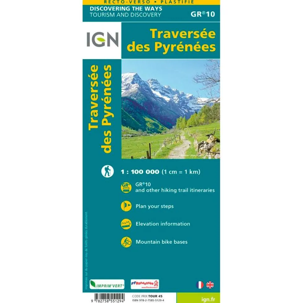 Carte IGN La Traversée des Pyrénées GR10