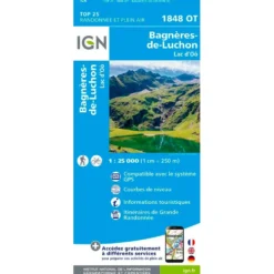 Carte IGN 1848OT Bagnères-de-Luchon, Lac d'Oô