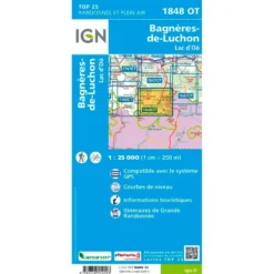 Carte IGN 1848OT Bagnères-de-Luchon, Lac d'Oô