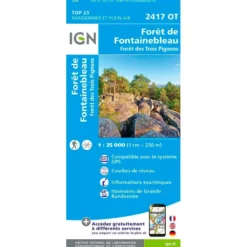 Carte IGN 2417OT Forêt de Fontainebleau, Forêt des Trois Pignons