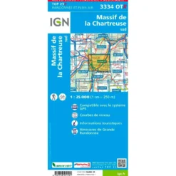 Carte IGN 3334OT Massif de la Chartreuse Sud