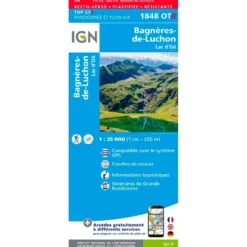 Carte IGN 1848OTR Bagnère-de-Luchon, Lac d'Oô - Résistante