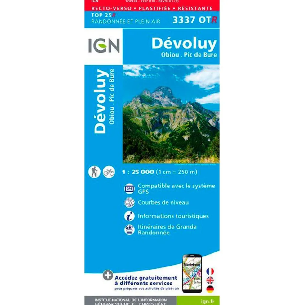 Carte IGN 3337OTR Dévoluy, Obiou, Pic de Bure - Résistante