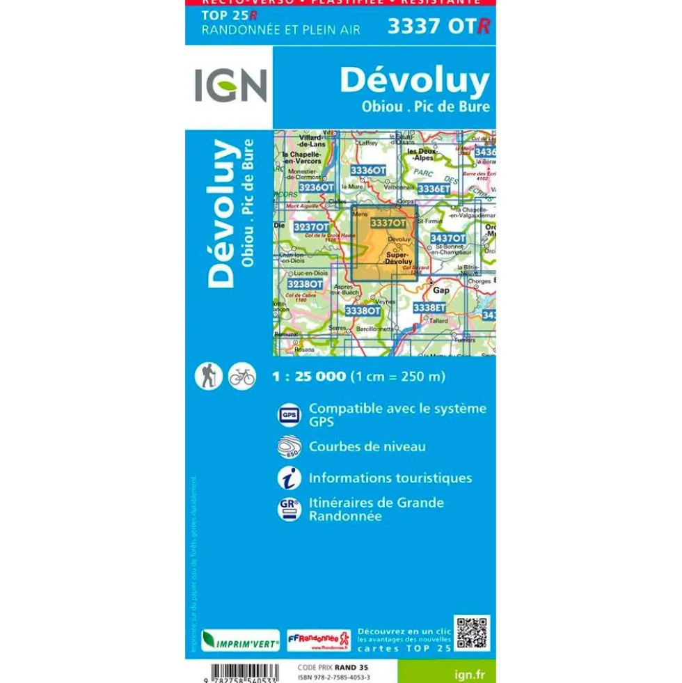 Carte IGN 3333OTR Massif de la Chartreuse Nord - Résistante