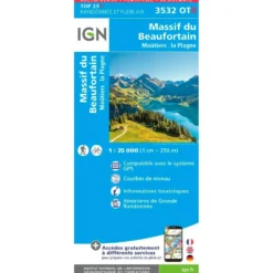 Carte IGN 3532OTR Massif du Beaufortain, Moûtiers, la Plagne - Résistante