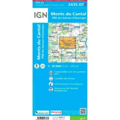 Carte IGN 2435OTR Monts Du Cantal, PNR des Volcans d'Auvergne - Résistante