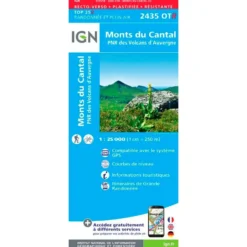Carte IGN 2435OTR Monts Du Cantal, PNR des Volcans d'Auvergne - Résistante