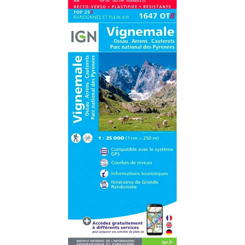 Carte IGN 1647OTR Vignemale, Ossau, Arrens, Cauterets, Parc national des Pyrénées - Résistante