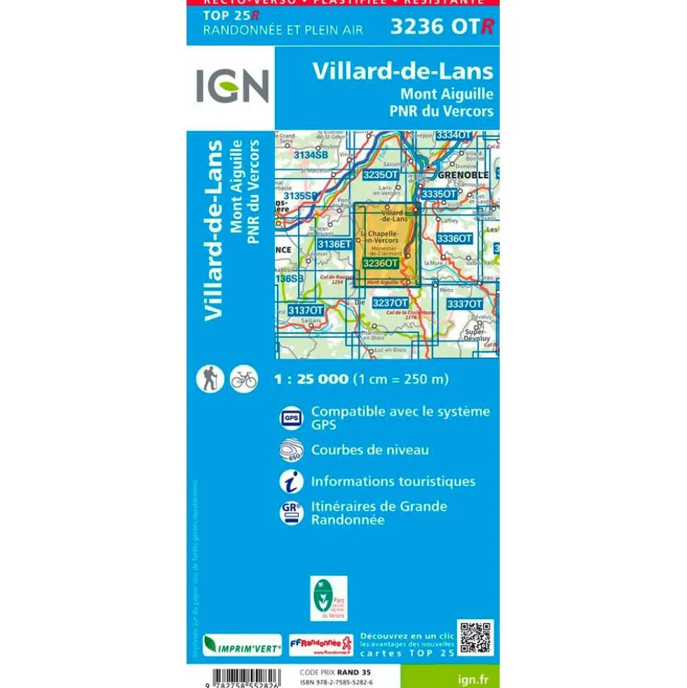 Carte IGN 3236OTR Villard-de-Lans, Mont Aiguille, PNR du Vercors - Résistante