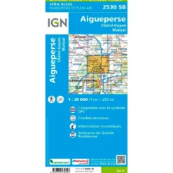 Carte IGN 2530SB Aigueperse, Châtel-Guyon, Manzat