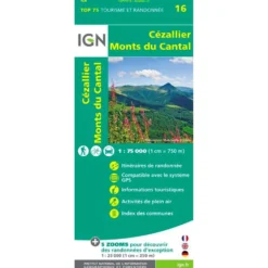 Carte IGN TOP75016 Cezallier Monts Du Cantal