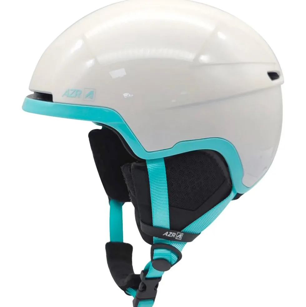 Casco AZR Orion Junior Blanc Nacré Turquoise Verni